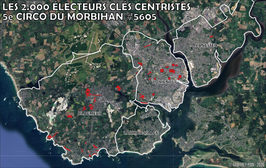 The 2,000 key centrist voters, 5th constituency Morbihan: priority streets and buildings for two weeks of door-to-door canvassing
