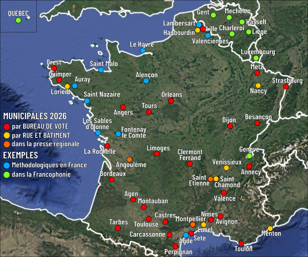 Carte des villes analysées par Geoffrey Pion, géomarketing électoral municipales 2026