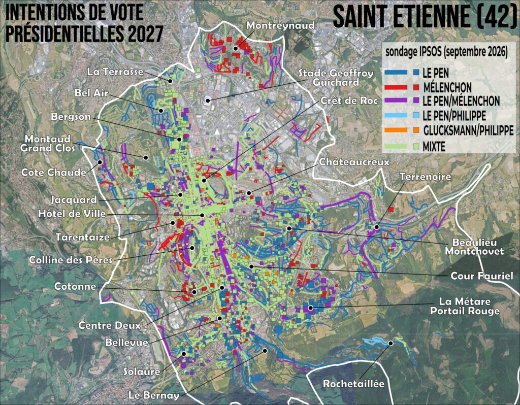 Carte de la typologie electorale a Saint Etienne presidentielles 2027 tendances fortes duels et profils mixtes