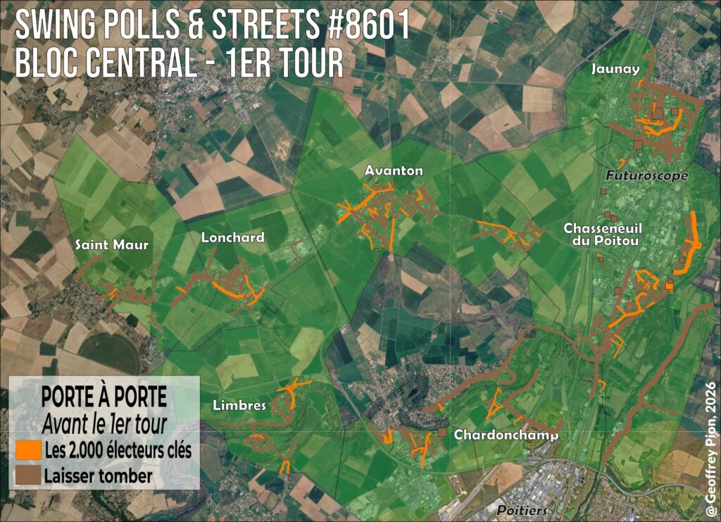 Ciblage des 2.000 électeurs clés pour le porte-à-porte du bloc central avant le premier tour des législatives dans la zone du Futuroscope, première circonscription de la Vienne