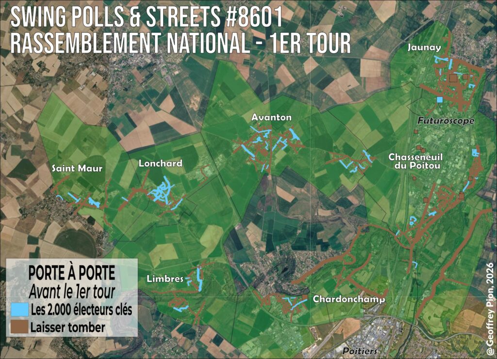 Ciblage des 2.000 électeurs clés pour le porte-à-porte du Rassemblement national avant le premier tour des législatives dans la zone du Futuroscope, première circonscription de la Vienne